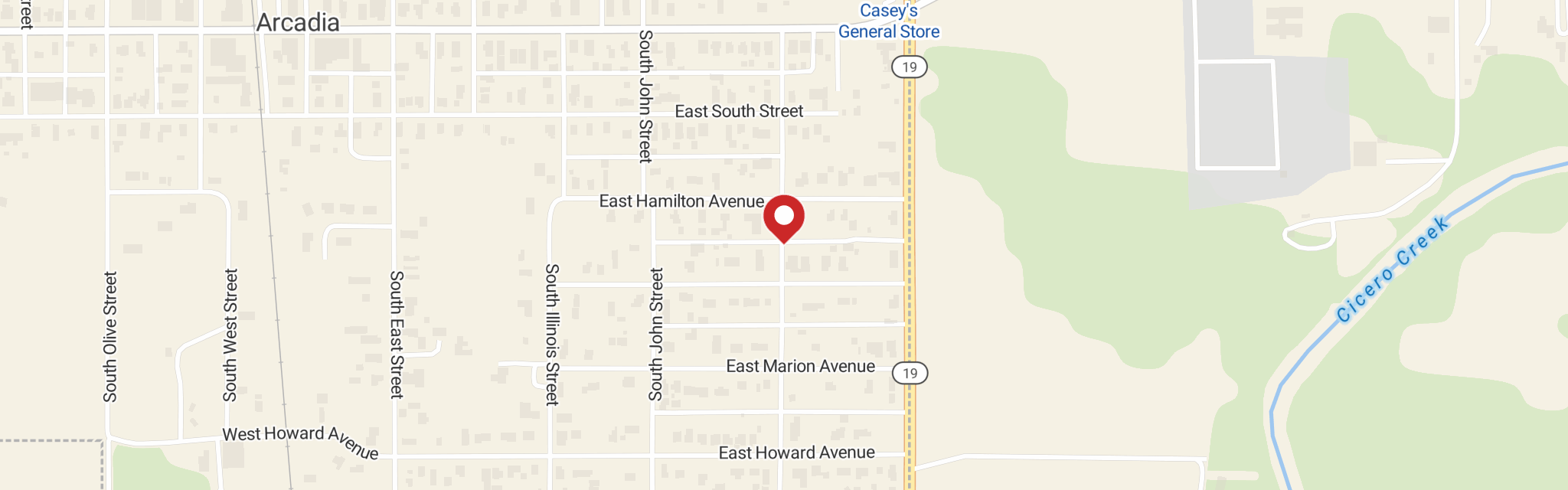 Map of Emanuel Lutheran Church at 355 Shaffer St, Arcadia, IN 46030
