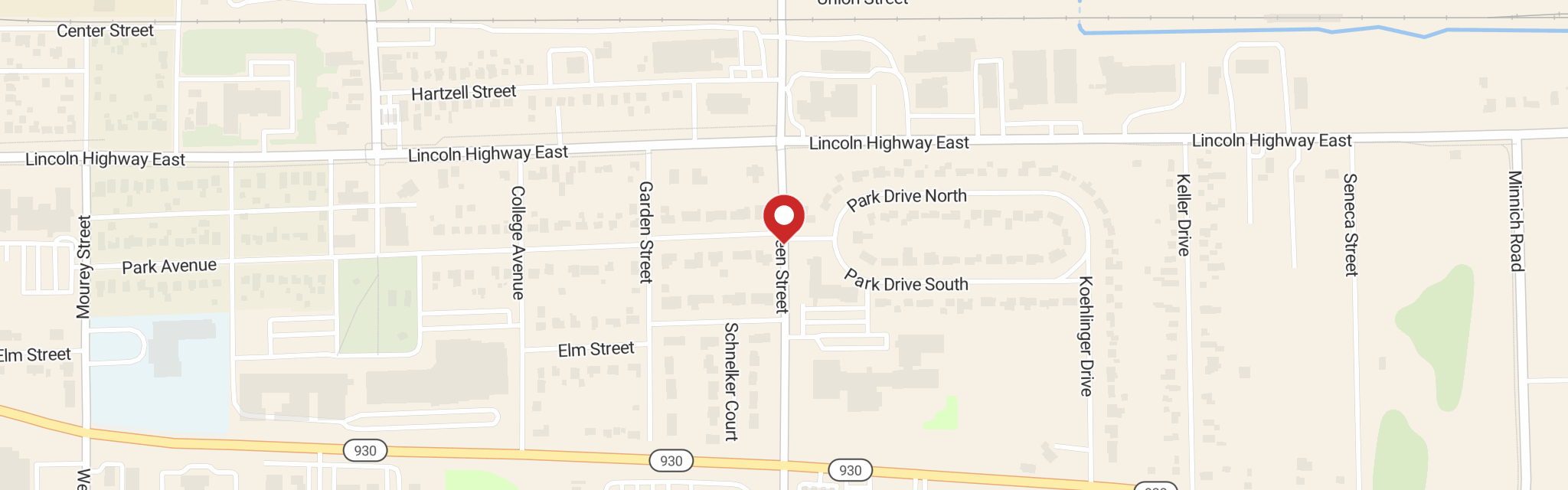 Map of Emanuel Lutheran Church at 800 Green St, New Haven, IN 46774