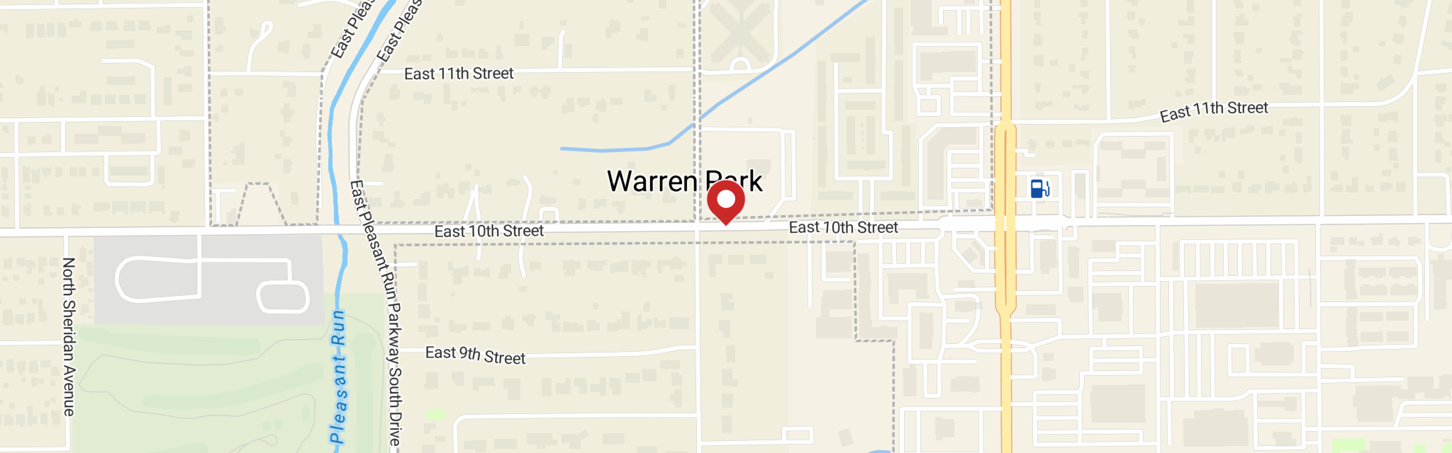 Map of Gethsemane Lutheran Church at 6810 E 10th St, Indianapolis, IN 46219