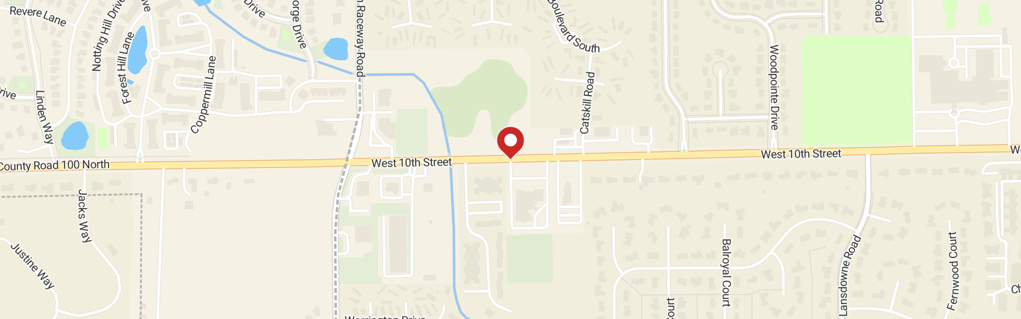 Map of Our Shepherd Lutheran Church at 9101 W 10th St, Indianapolis, IN 46234