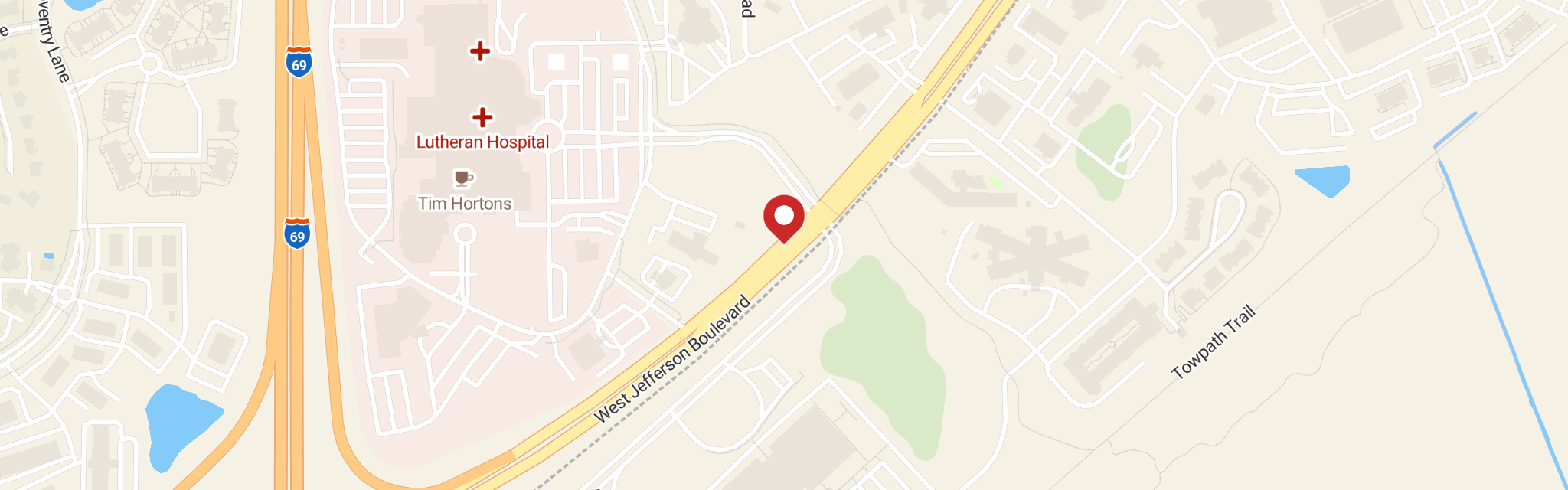 Map of Risen Savior Lutheran Church at 8010 W Jefferson Blvd, Fort Wayne, IN 46804