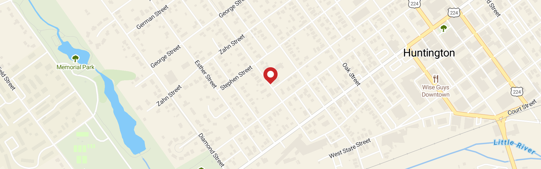 Map of St Peter's Lutheran Church at 605 Polk St, Huntington, IN 46750