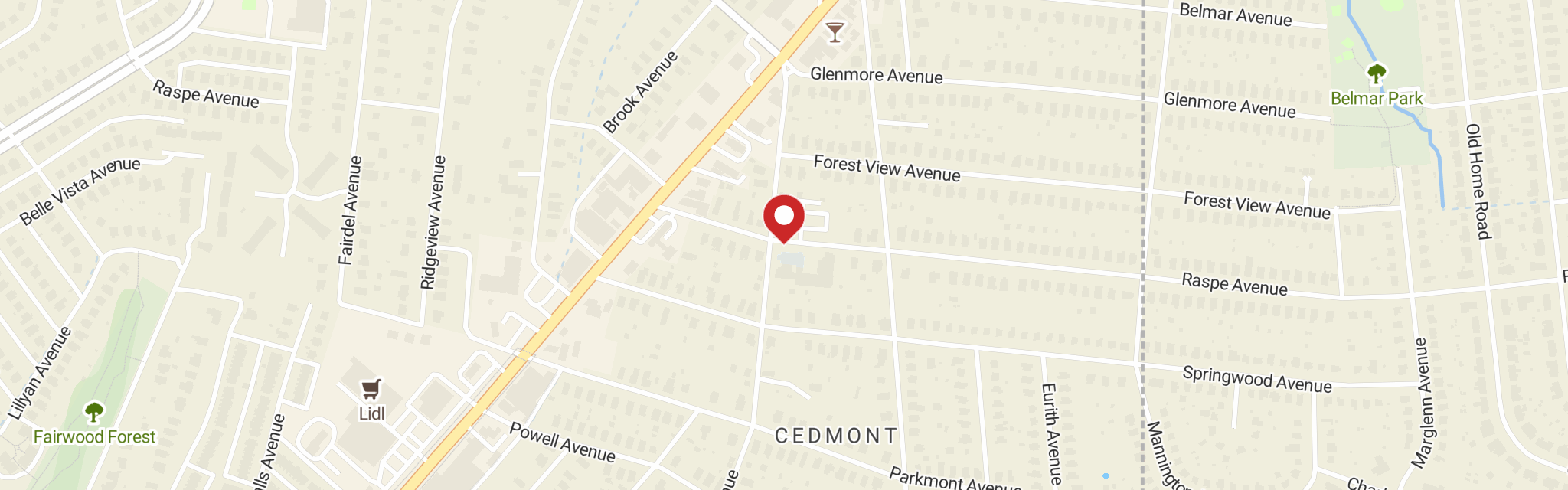 Map of Epiphany Lutheran Church at 4301 Raspe Ave, Baltimore, MD 21206