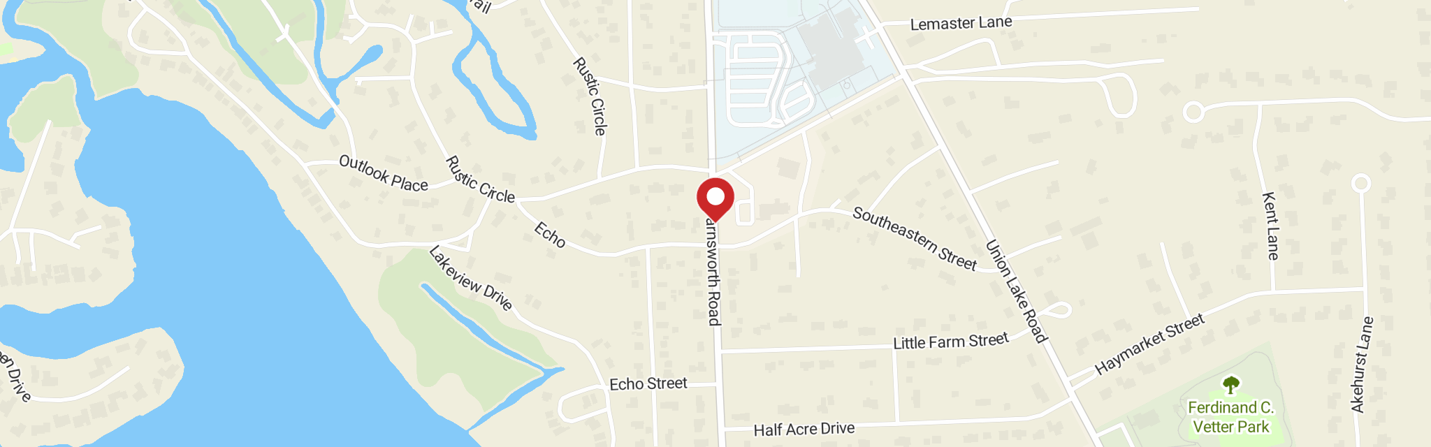 Map of Cedar Crest Lutheran Church at 485 Farnsworth St, White Lake, MI 48386