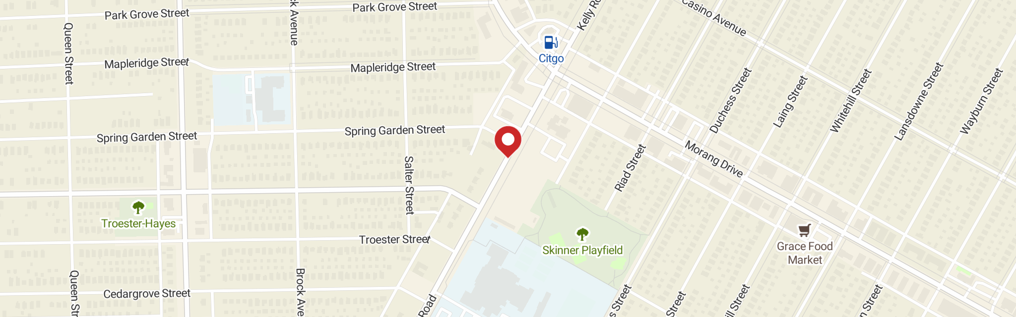 Map of Charity Lutheran Church at 17220 Kelly Rd, Detroit, MI 48224