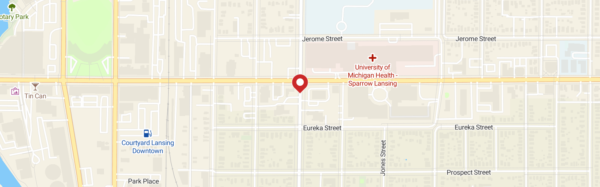 Map of Christ Lutheran Church at 122 S Pennsylvania Ave, Lansing, MI 48912