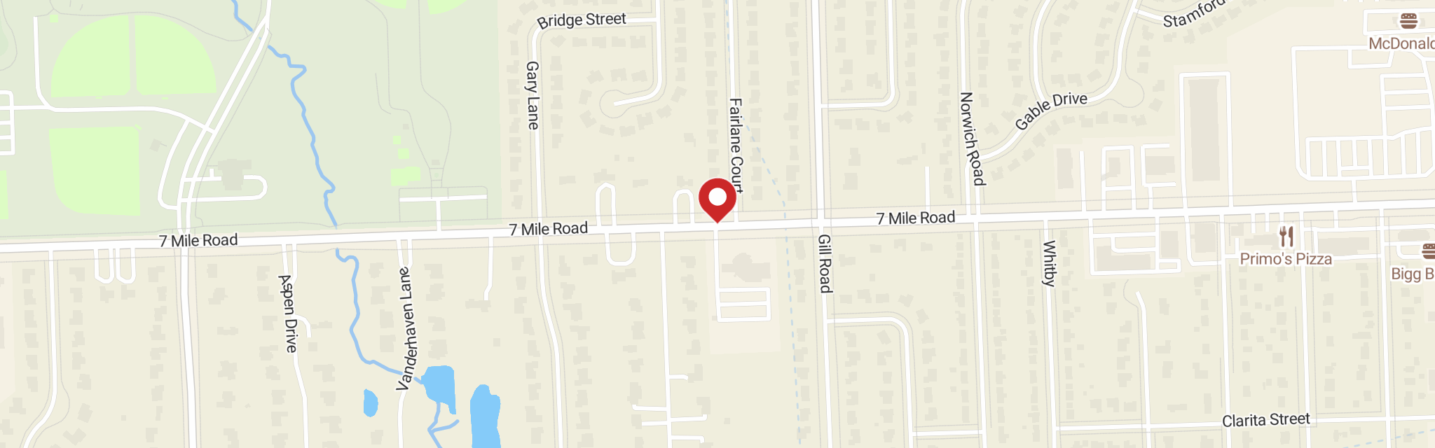 Map of Emmanuel Lutheran Church at 34567 7 Mile Rd, Livonia, MI 48152