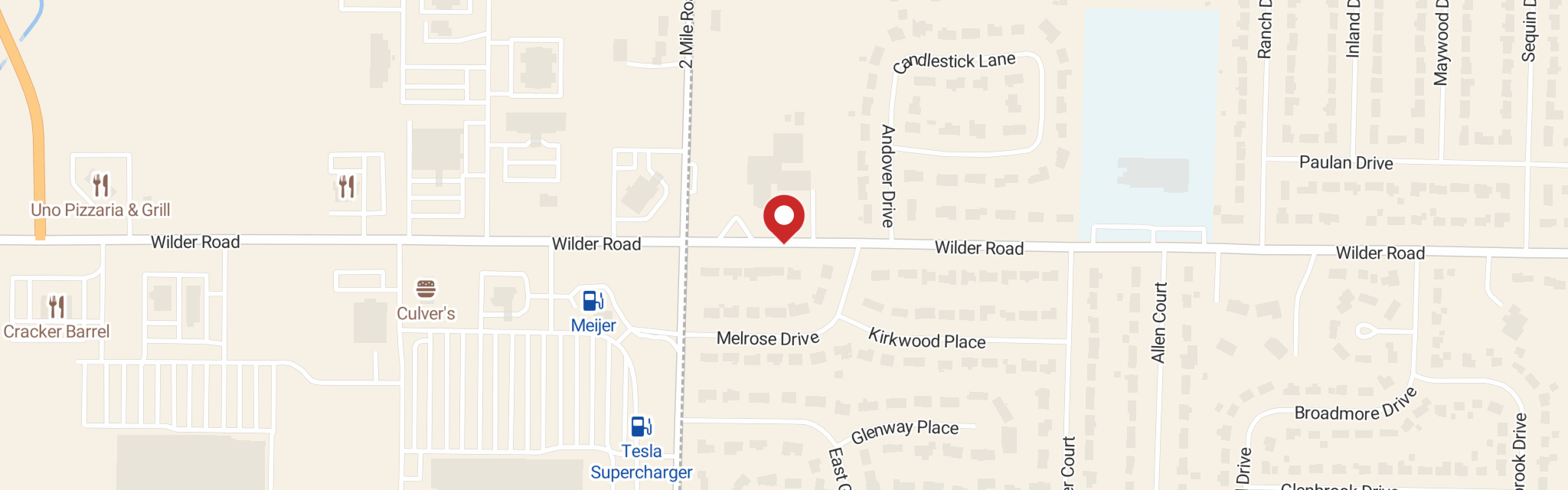 Map of Faith Lutheran Church at 3033 Wilder Rd, Bay City, MI 48706