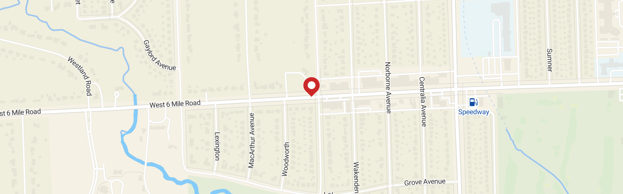 Map of Good Shepherd Lutheran Church at 26212 W 6 Mile Rd, Redford, MI 48240