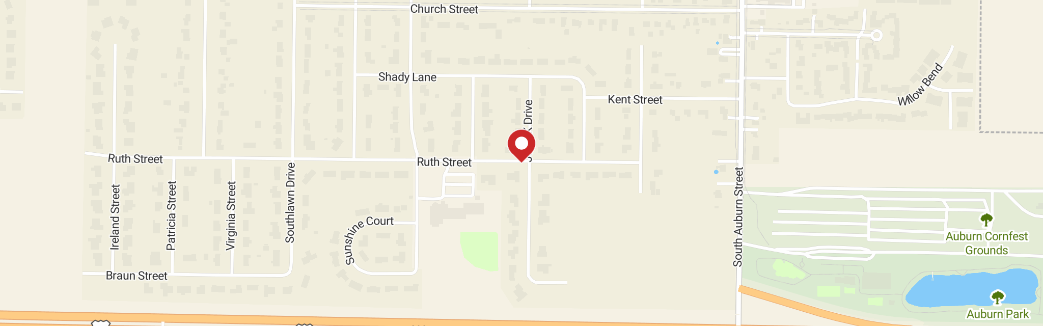 Map of Grace Lutheran Church at 303 Ruth St, Auburn, MI 48611