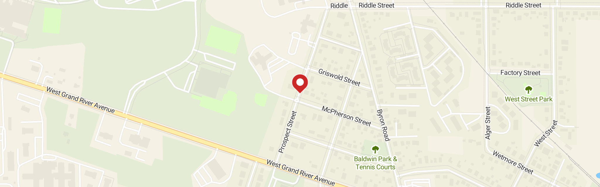 Map of Grace Lutheran Church at 312 Prospect St, Howell, MI 48843