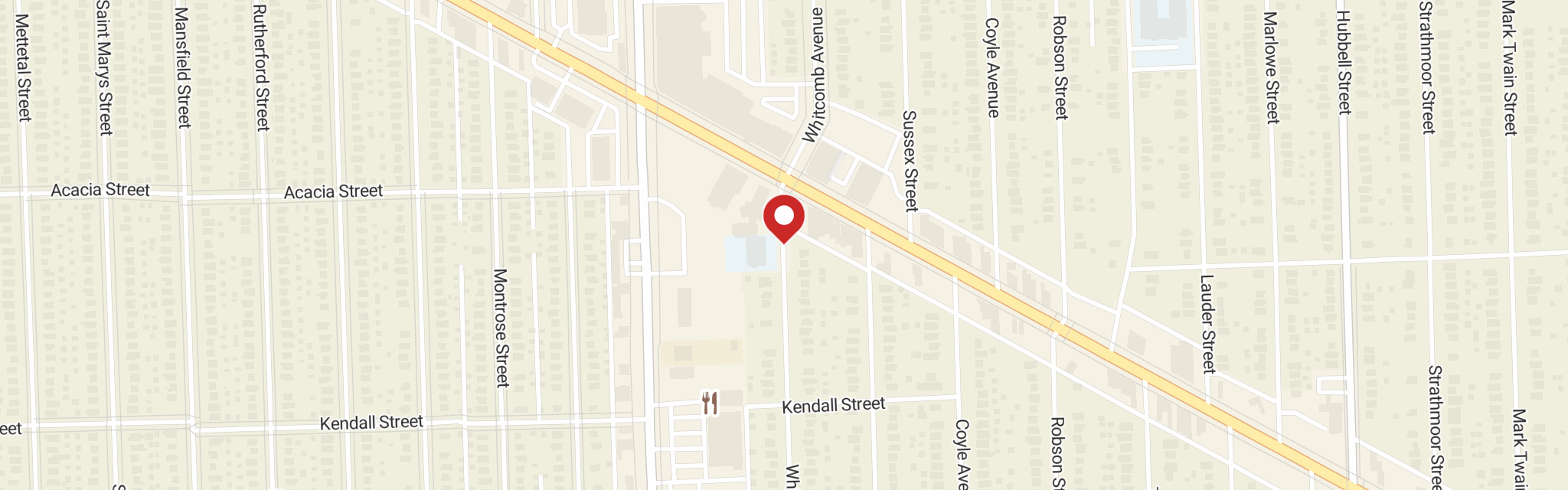 Map of Holy Cross Lutheran Church at 14213 Whitcomb St, Detroit, MI 48227