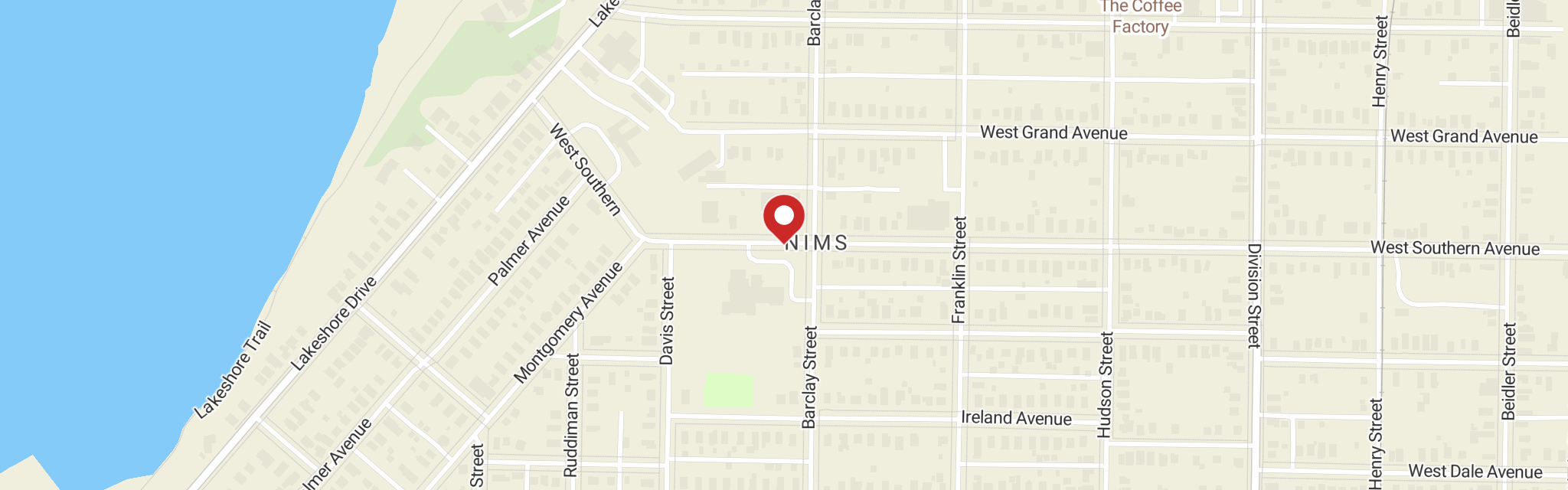 Map of Our Savior's Lutheran Church at 1132 W Southern Ave, Muskegon, MI 49441