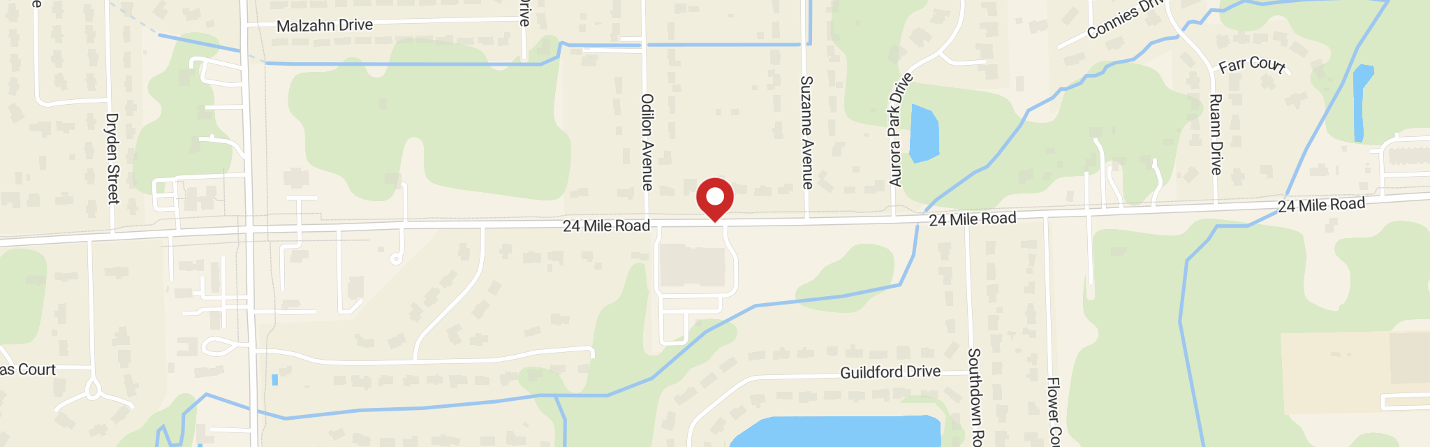 Map of Peace Lutheran Church at 6580 24 Mile Rd, Shelby Twp, MI 48316