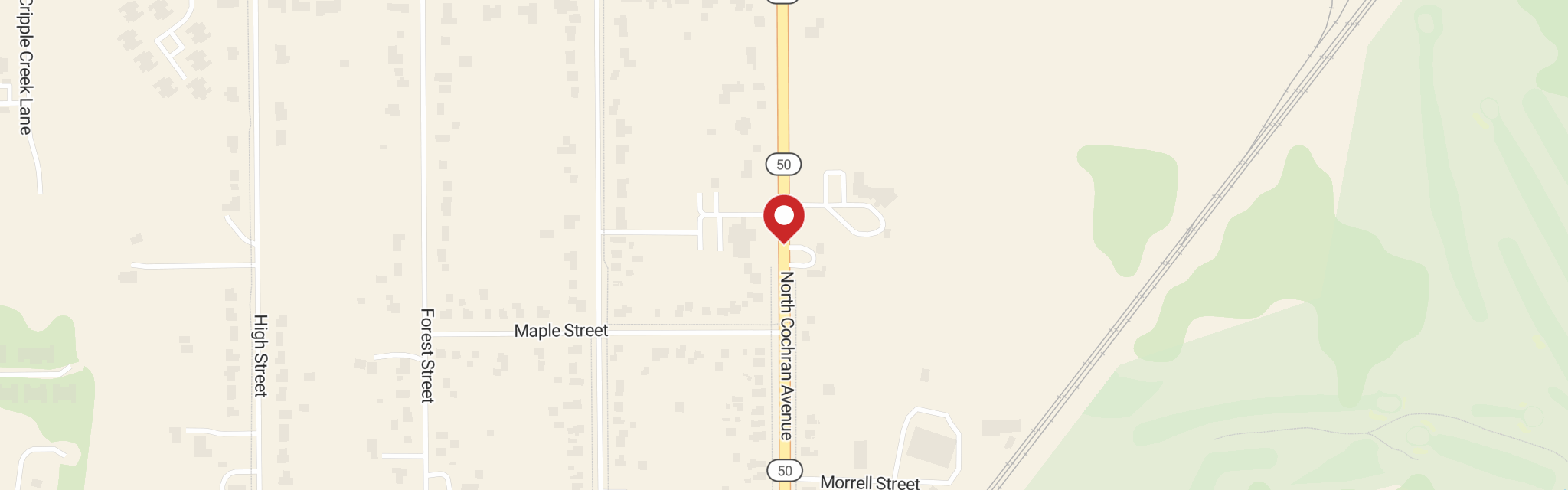 Map of Peace Lutheran Church at 830 N Cochran Ave, Charlotte, MI 48813