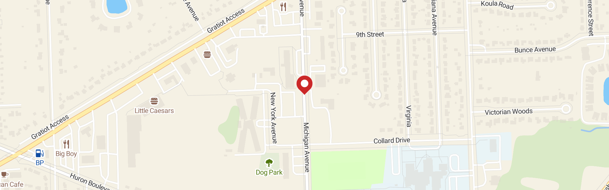 Map of Pilgrim Lutheran Church at 1023 Michigan Ave, Marysville, MI 48040