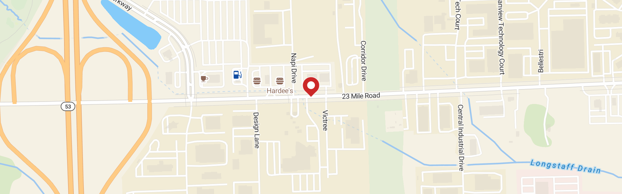 Map of Shepherd's Gate Lutheran Church at 12400 23 Mile Rd, Shelby Twp, MI 48315