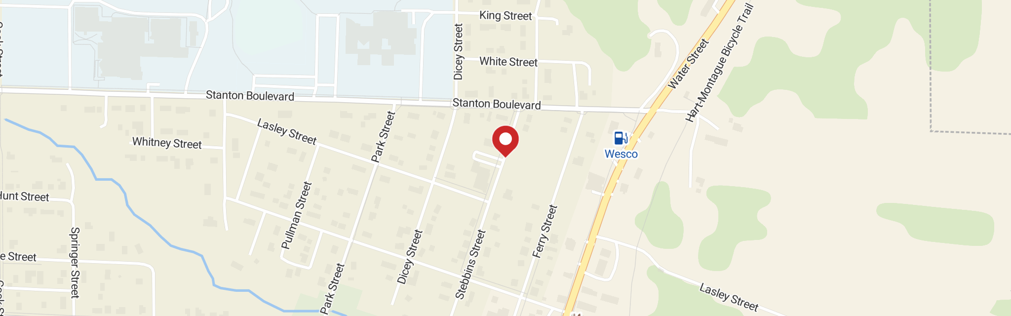 Map of St James Lutheran Church at 8945 Stebbins St, Montague, MI 49437