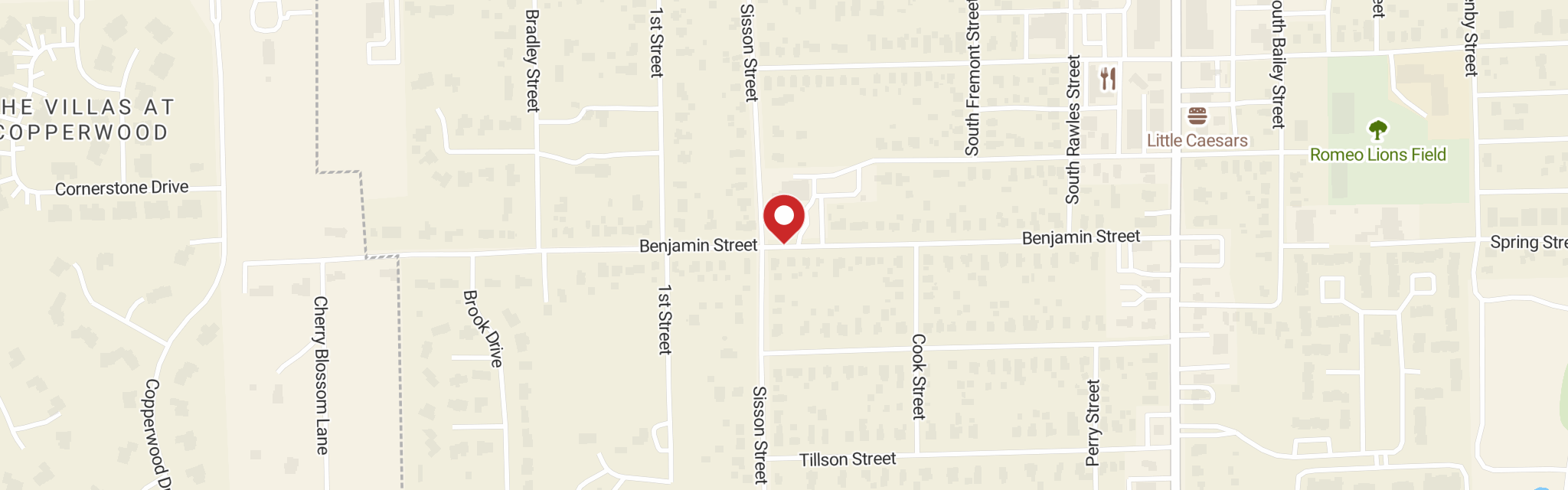 Map of St John Lutheran Church at 246 Benjamin St, Romeo, MI 48065