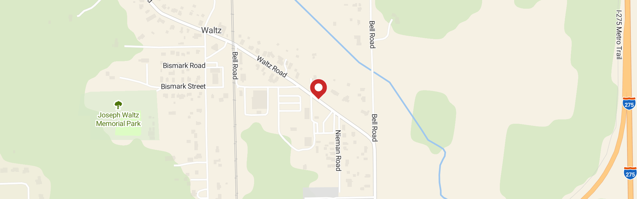 Map of St John's Lutheran Church at 28320 Waltz Rd, New Boston, MI 48164
