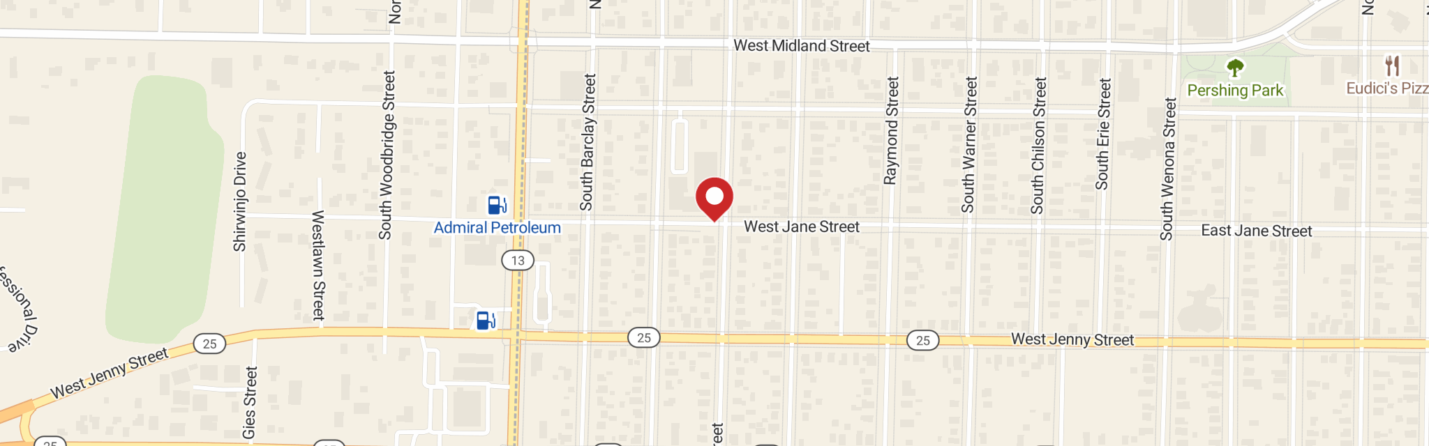 Map of St John's Lutheran Church at 706 W Jane St, Bay City, MI 48706