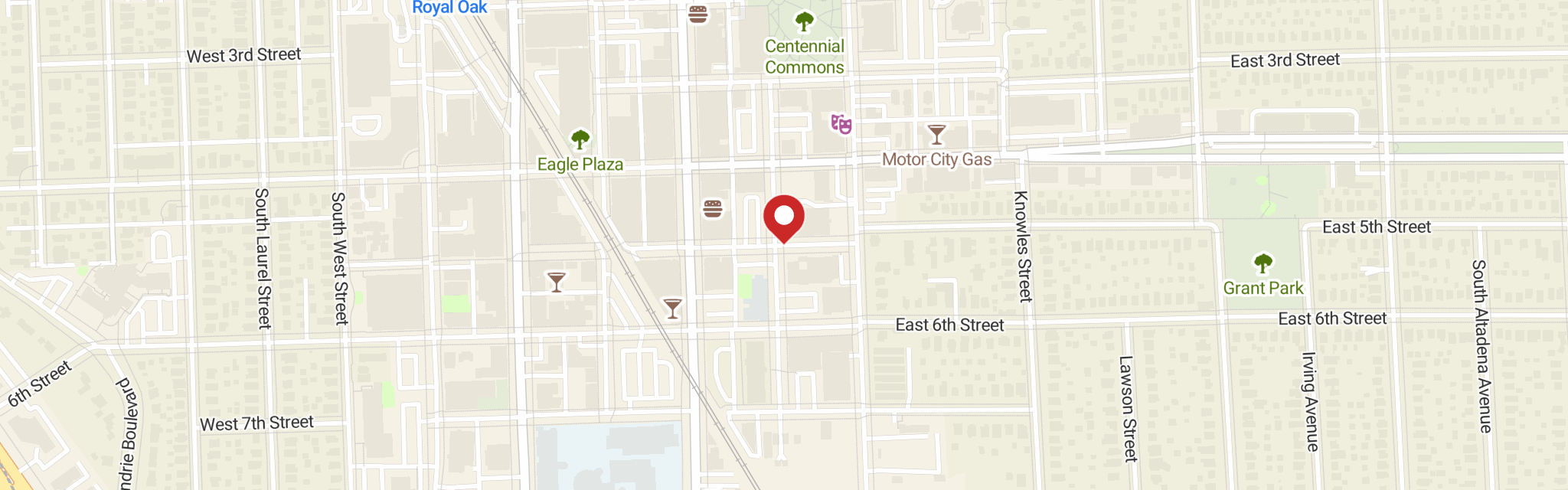 Map of St Paul Lutheran Church at 202 E 5th St, Royal Oak, MI 48067