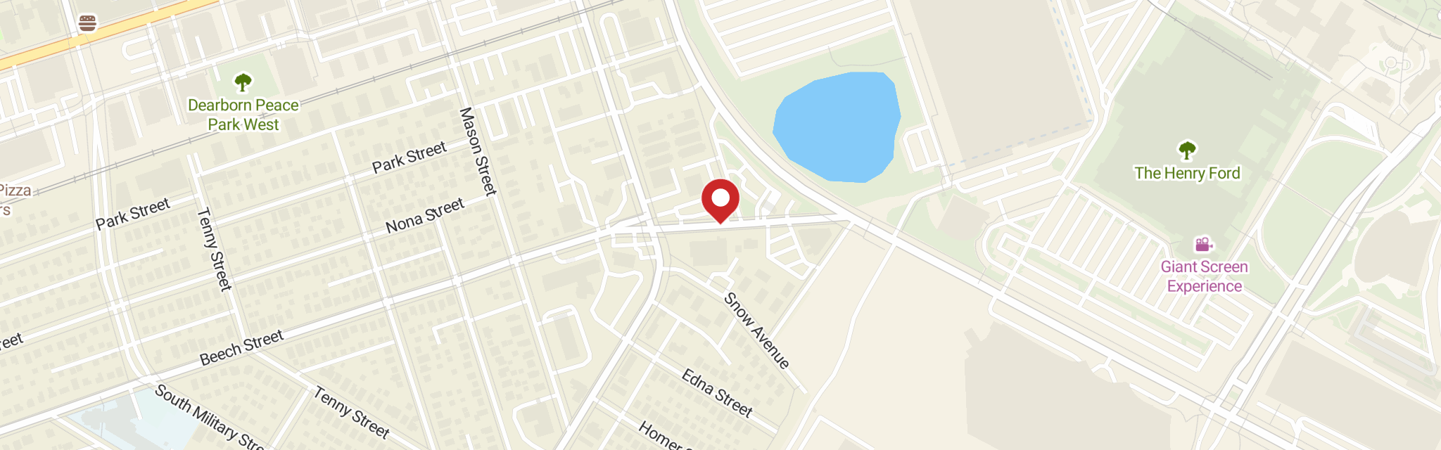 Map of St Paul Lutheran Church at 21915 Beech St, Dearborn, MI 48124