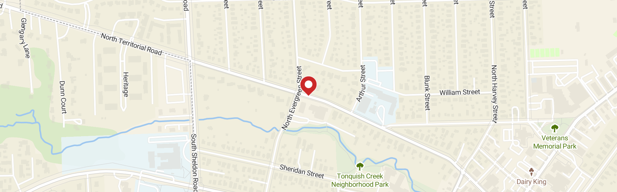 Map of St Peters Lutheran Church at 1343 Penniman Ave, Plymouth, MI 48170