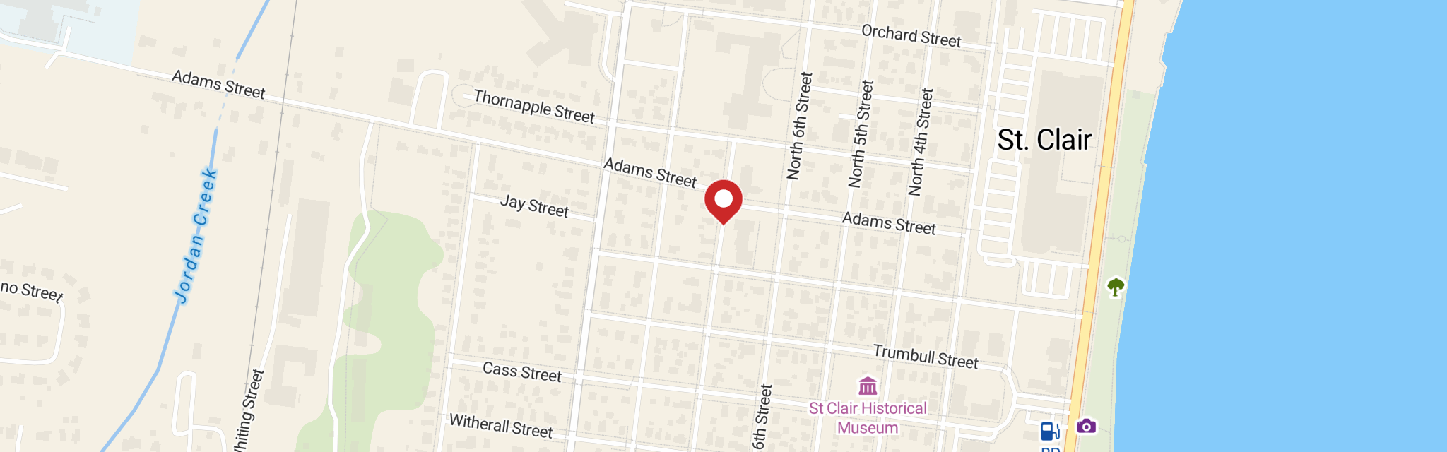 Map of St Peter's Lutheran Church at 123 S 7th St, St Clair, MI 48079