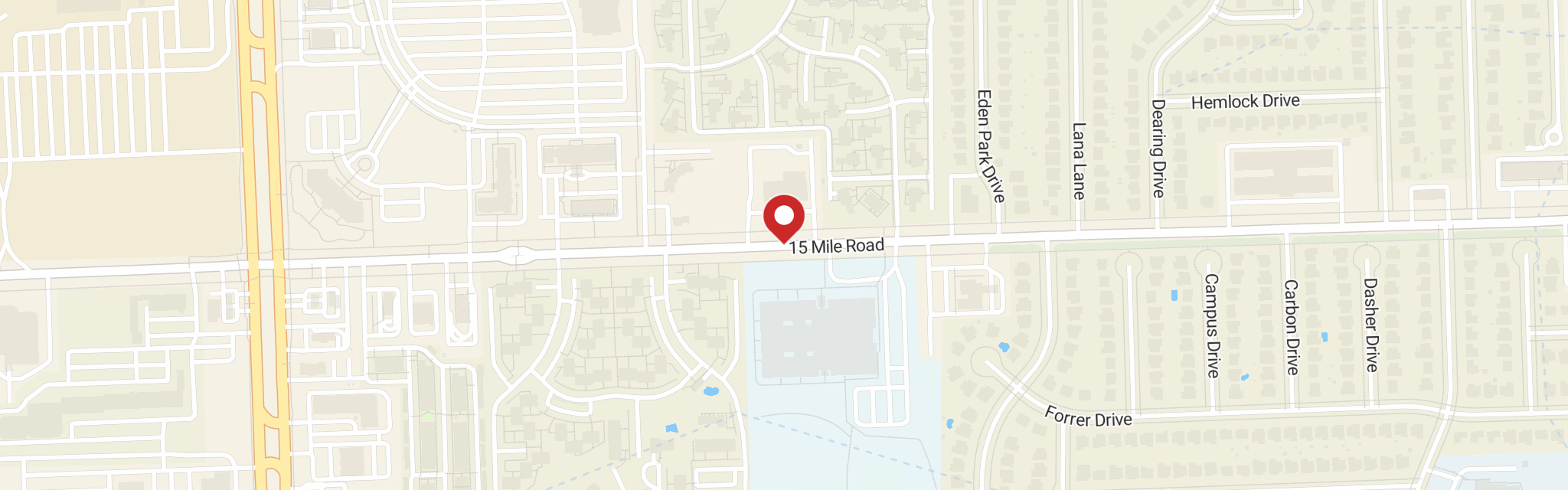 Map of St Thomas Lutheran Church at 8771 15 Mile Rd, Sterling Heights, MI 48312