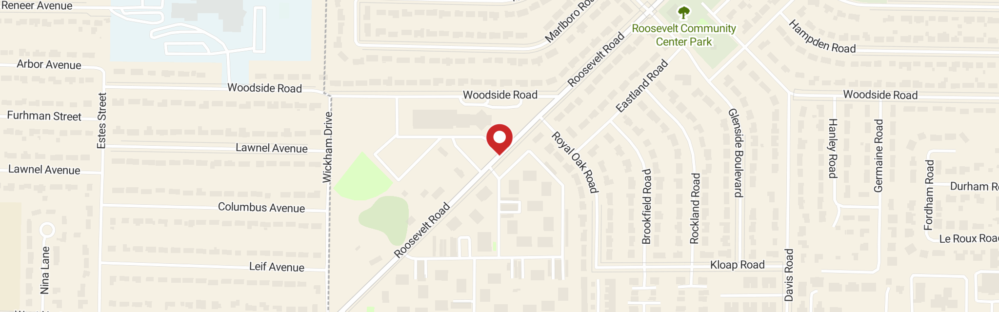 Map of Trinity Lutheran Church at 3225 Roosevelt Rd, Muskegon, MI 49441