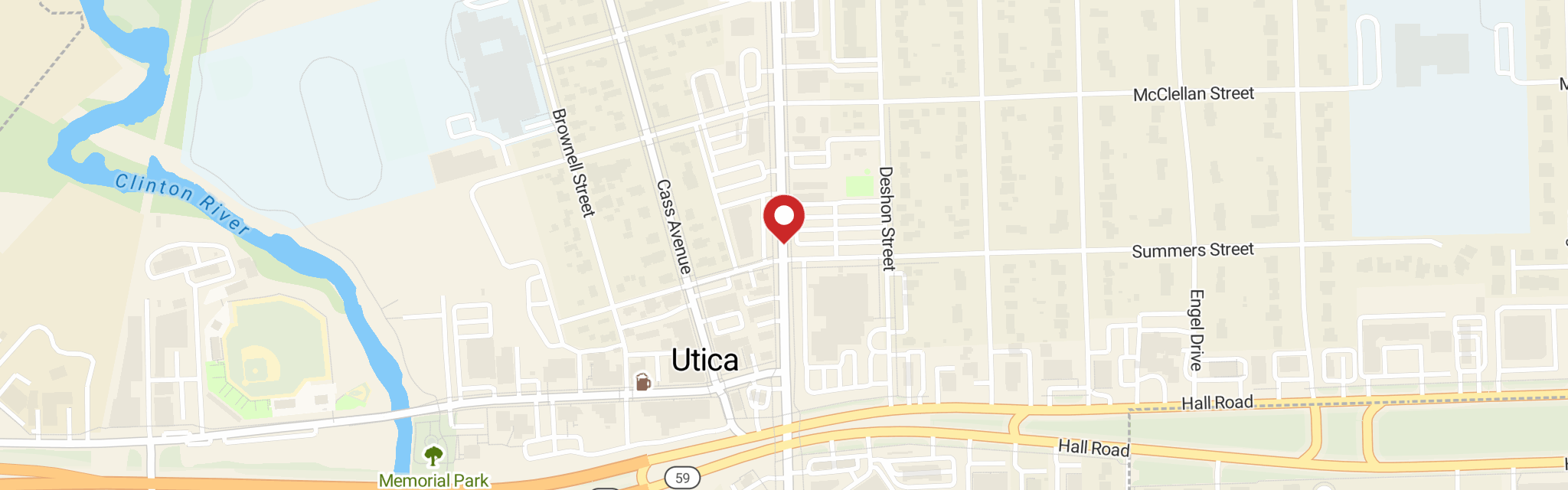 Map of Trinity Lutheran Church at 45160 Van Dyke Ave, Utica, MI 48317