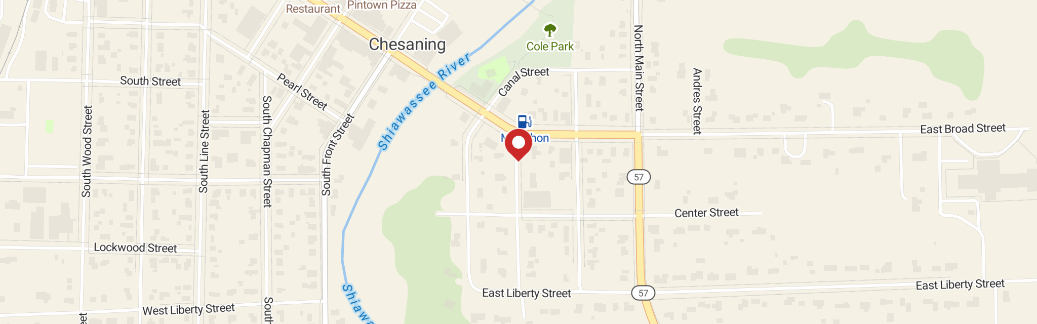 Map of Zion Lutheran Church at 133 Commercial St, Chesaning, MI 48616
