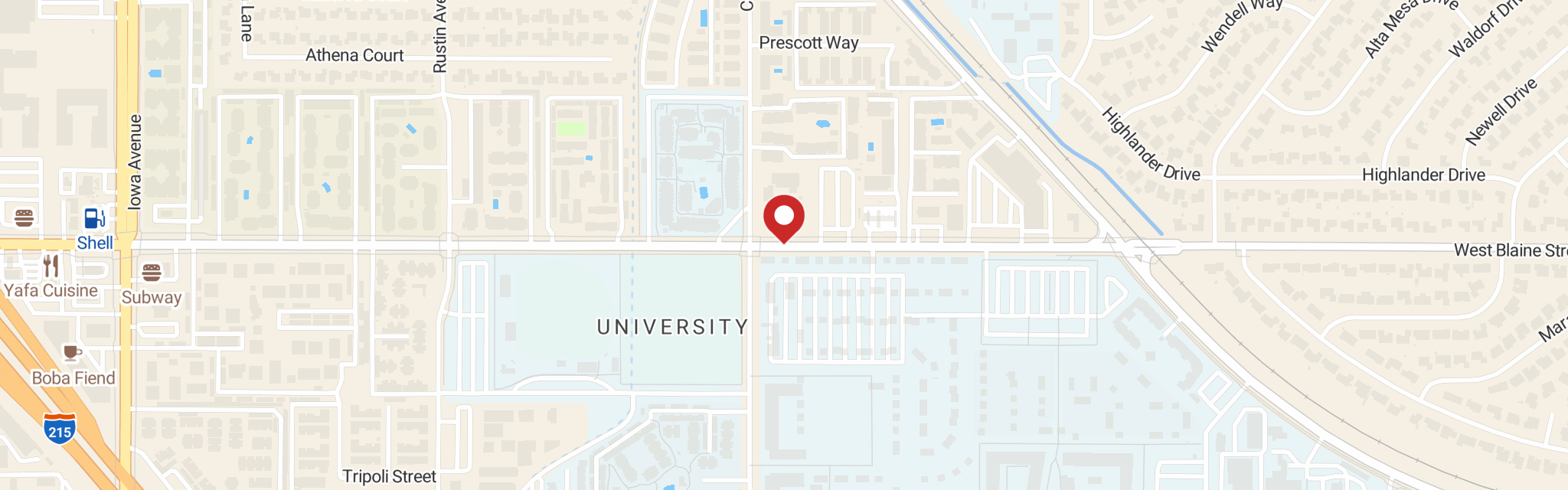 Map of Gethsemane Lutheran Church at 891 W Blaine St, Riverside, CA 92507