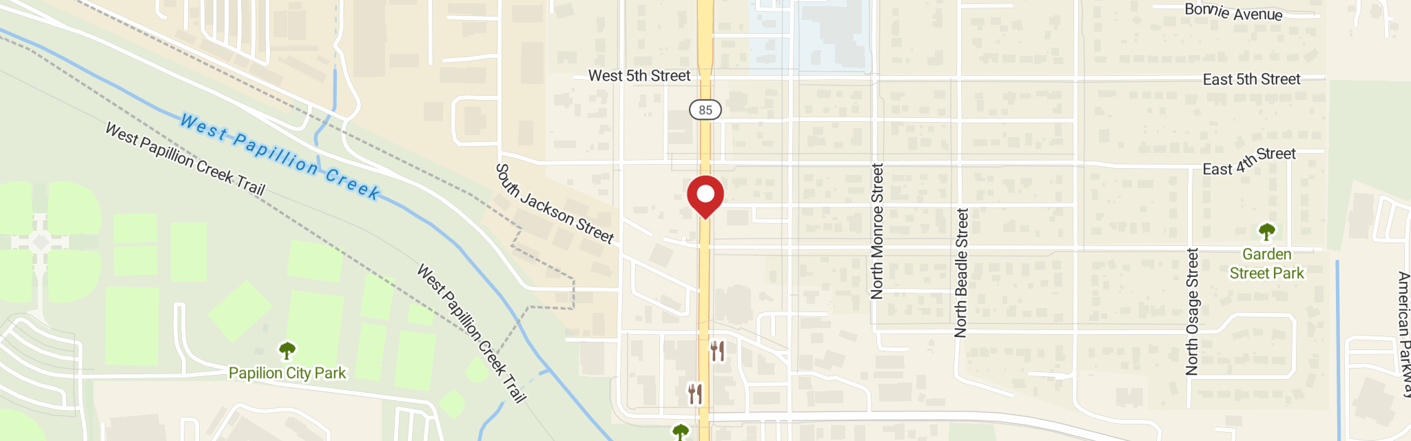 Map of First Lutheran Church at 332 N Washington St, Papillion, NE 68046