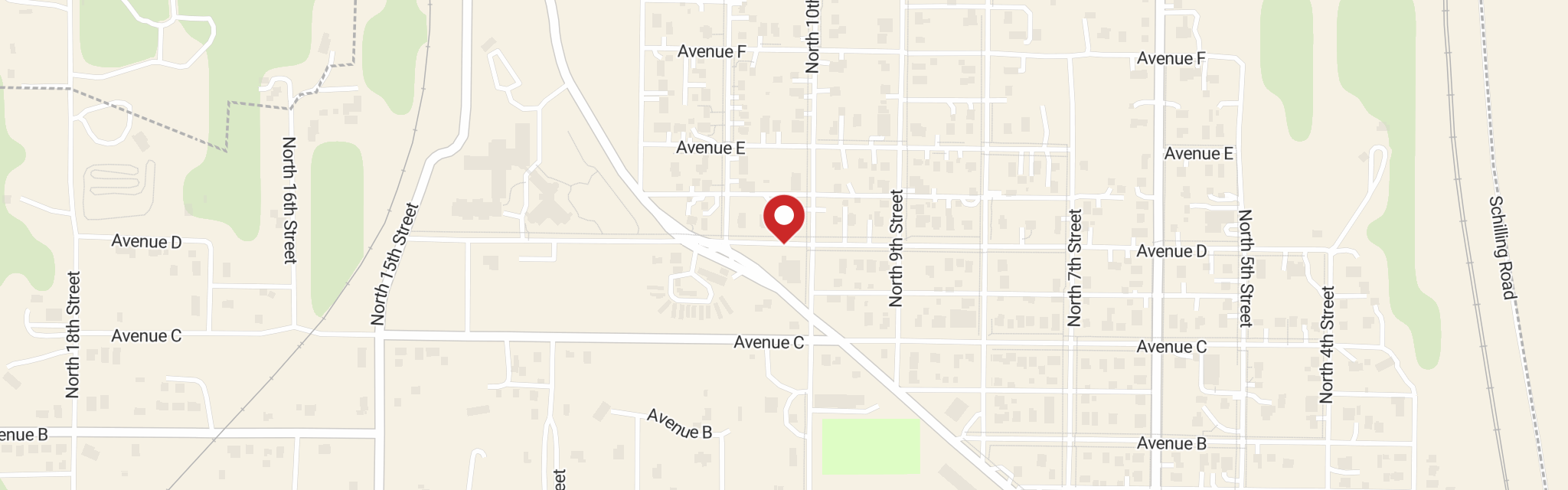 Map of First Lutheran Church at 1025 Avenue D, Plattsmouth, NE 68048