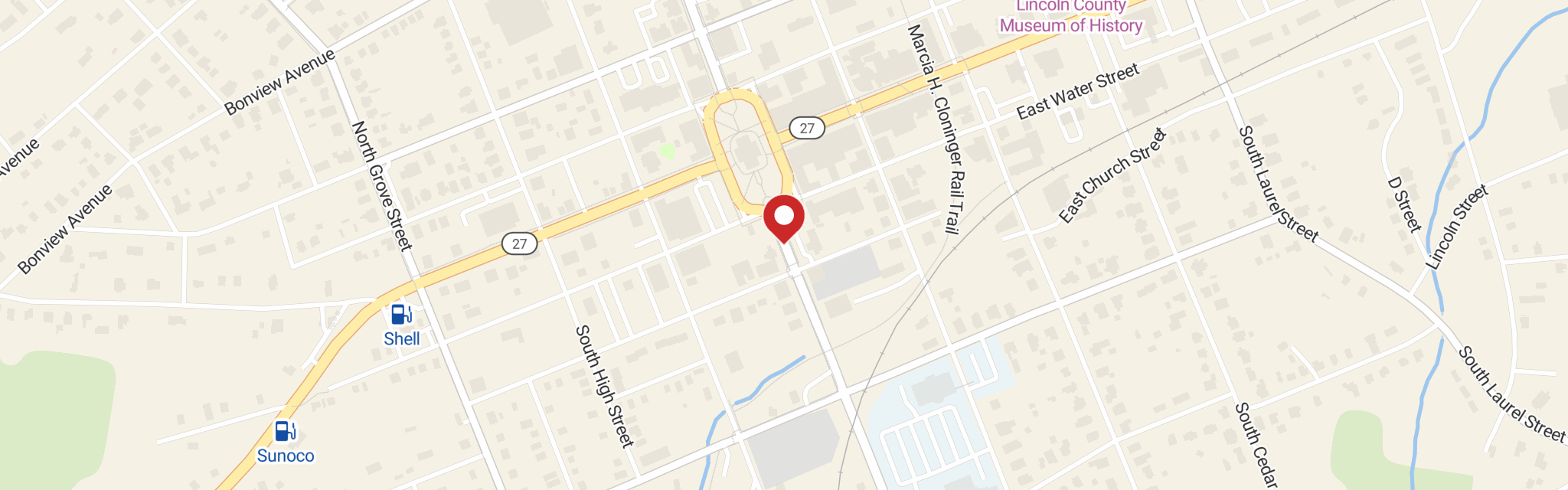 Map of Emmanuel Lutheran Church at 216 S Aspen St, Lincolnton, NC 28092