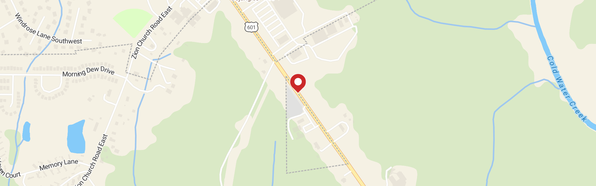 Map of Mt Hermon Lutheran Church at 3600 Us Highway 601 S, Concord, NC 28025