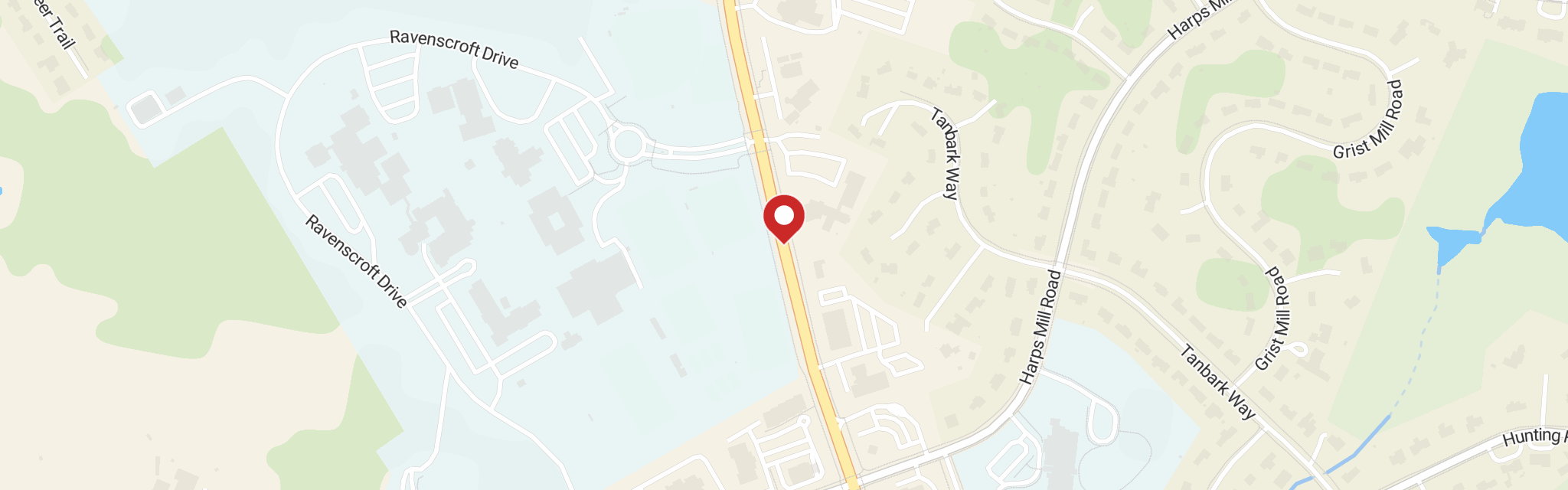 Map of St Philip Lutheran Church at 7304 Falls of Neuse Rd, Raleigh, NC 27615