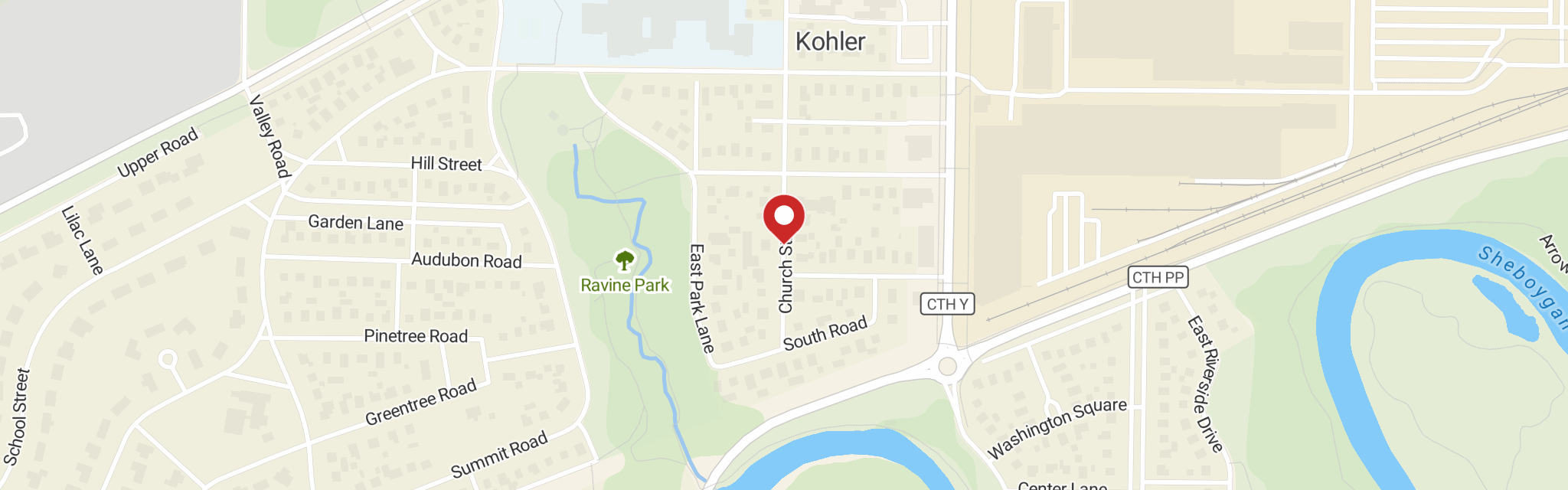Map of Bethany Lutheran Church at 222 Church St, Kohler, WI 53044