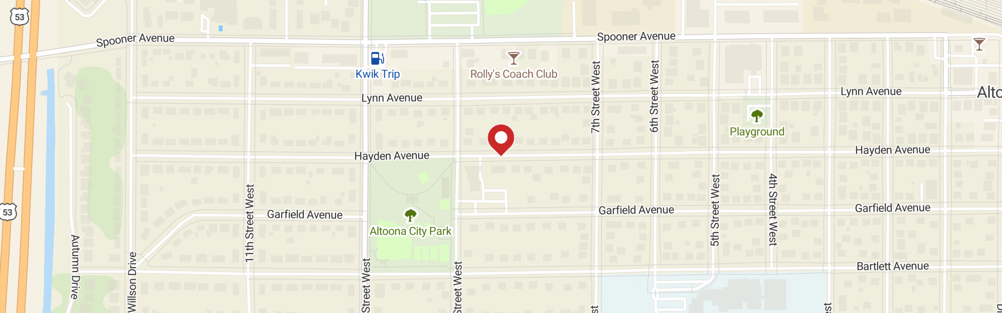 Map of Bethlehem Lutheran Church at 2245 Hayden Ave, Altoona, WI 54720
