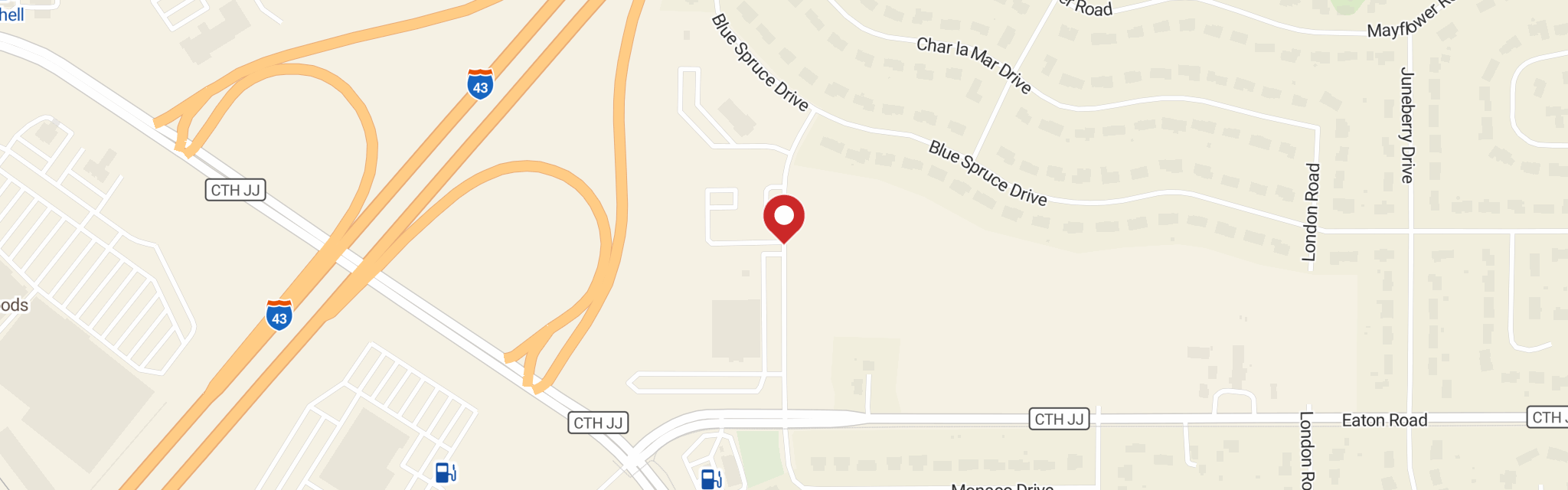 Map of Christ Community Lutheran Church at 1742 Servant Way, Green Bay, WI 54311