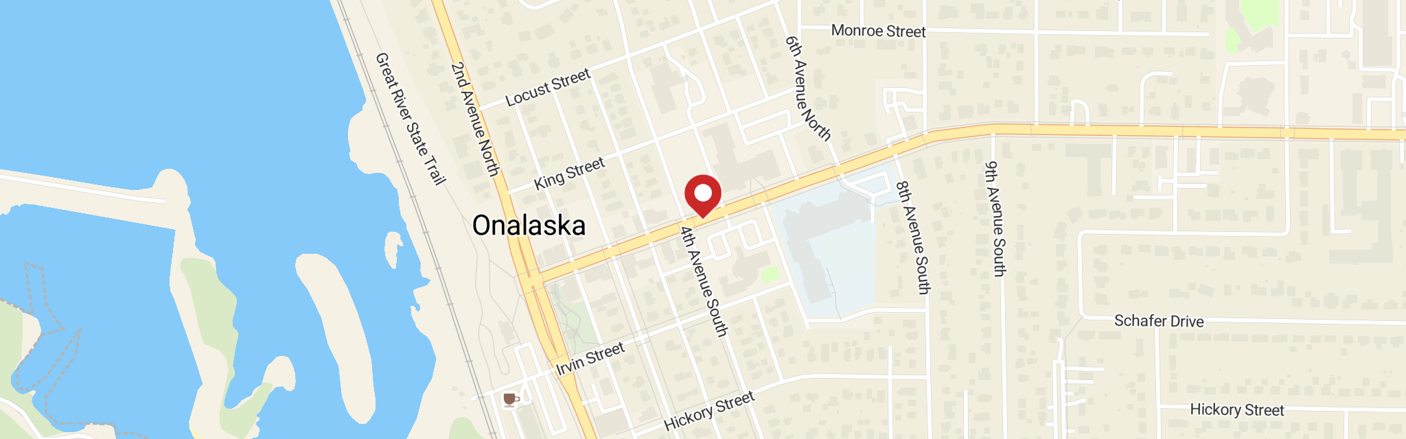 Map of First Lutheran Church at 410 Main St, Onalaska, WI 54650