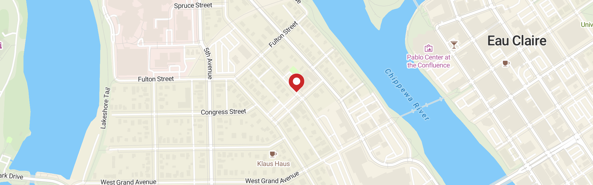 Map of First Lutheran Church at 1005 Oxford Ave, Eau Claire, WI 54703