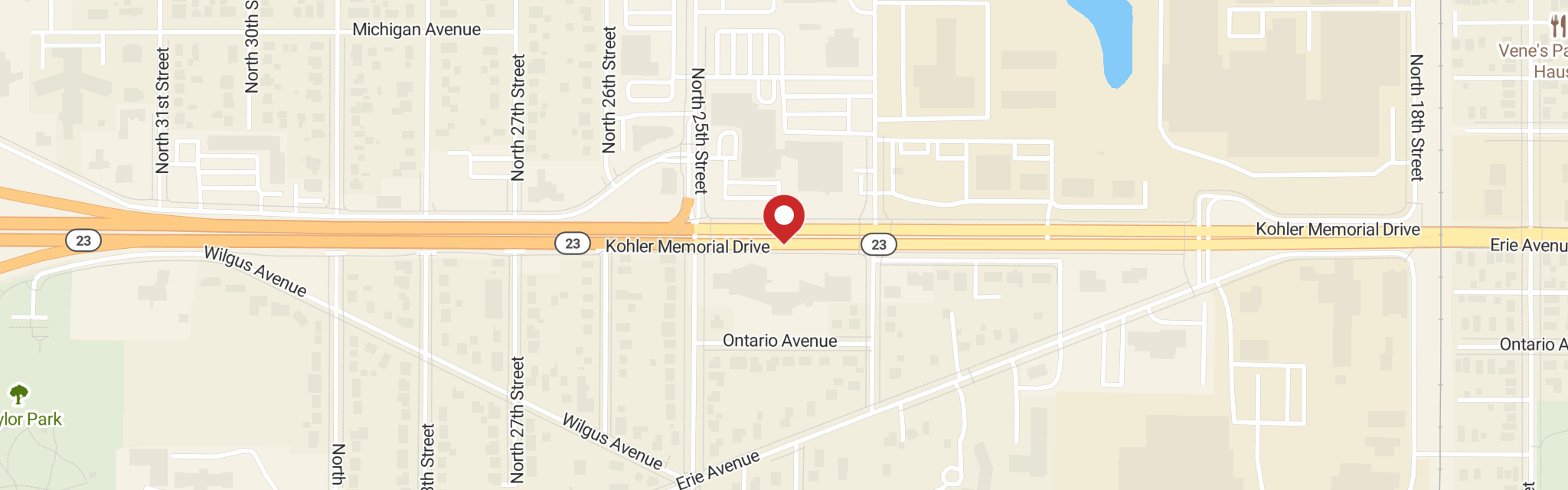 Map of First United Lutheran Church at 2401 Kohler Memorial Dr, Sheboygan, WI 53081