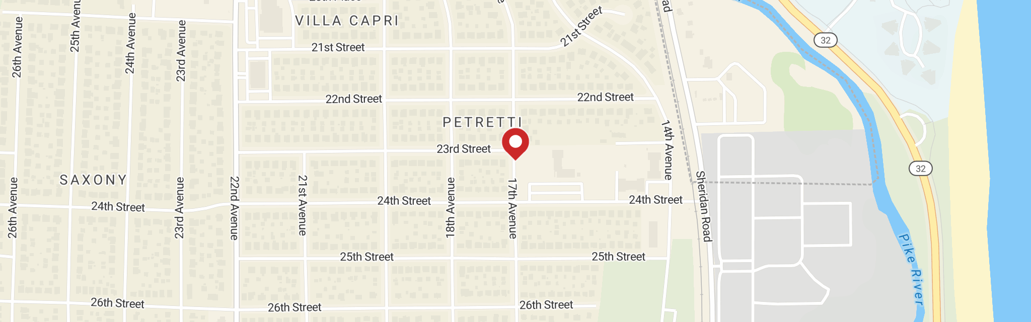 Map of Holy Nativity Lutheran Church at 2313 17th Ave, Kenosha, WI 53140