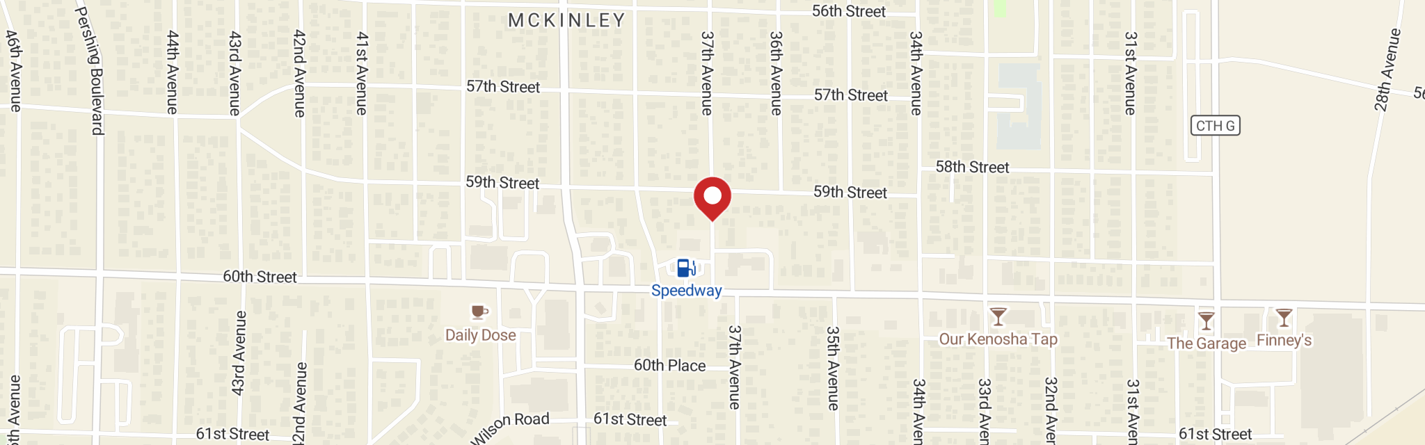 Map of Mt Zion Lutheran Church at 5927 37th Ave, Kenosha, WI 53144