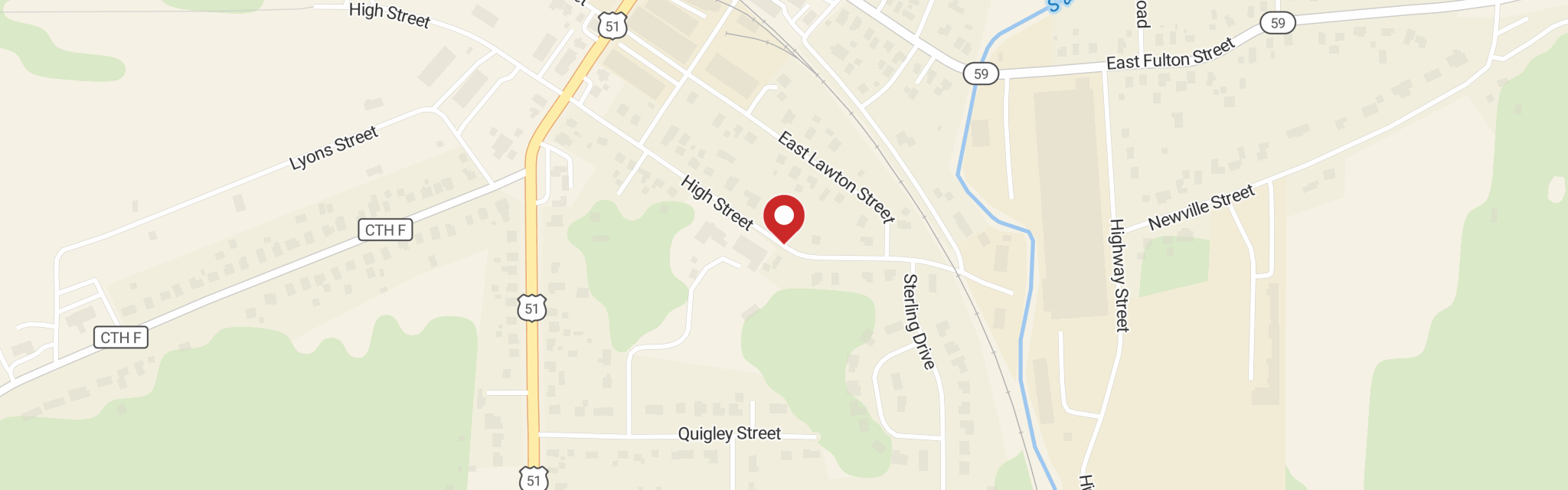 Map of St John's Lutheran Church at 207 E High St, Edgerton, WI 53534