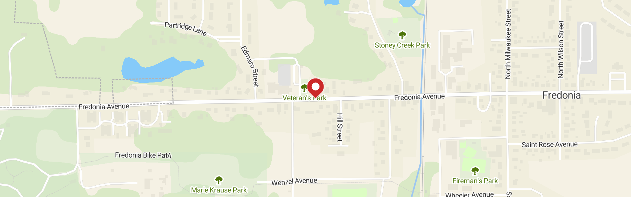 Map of St John's Lutheran Church at 824 Fredonia Ave, Fredonia, WI 53021