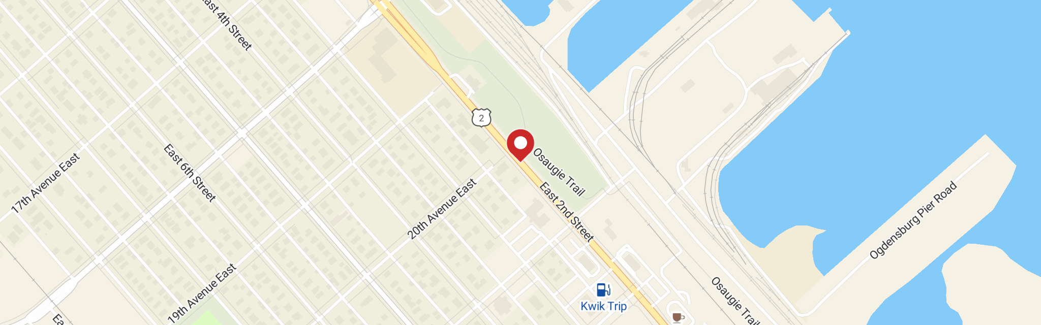 Map of Zion Lutheran Church at 2022 E 2nd St, Superior, WI 54880